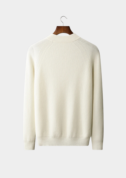 Premium Cashmere Classic Ribbed Henley Sweater | Castielli