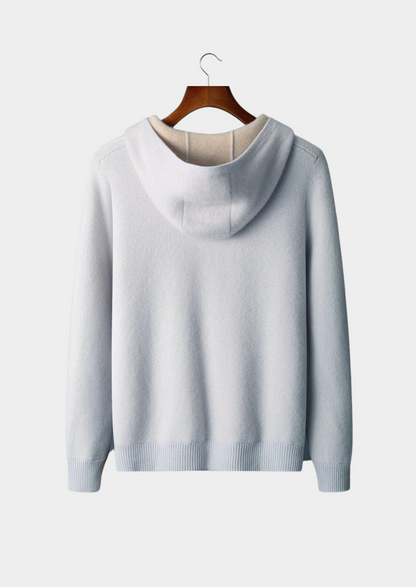 Premium Cashmere Two-Tone Zipper Hoodie | Castielli
