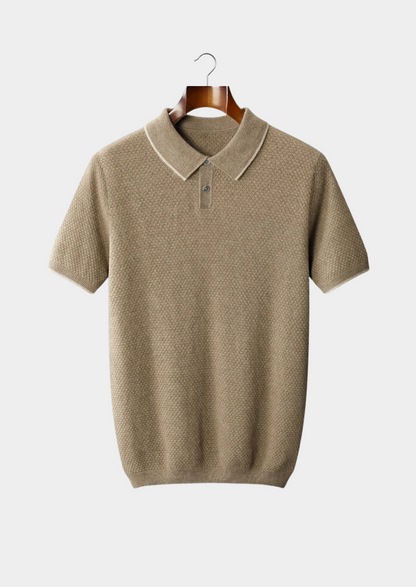 Premium Cashmere Beige Two-Tone Polo | Castielli