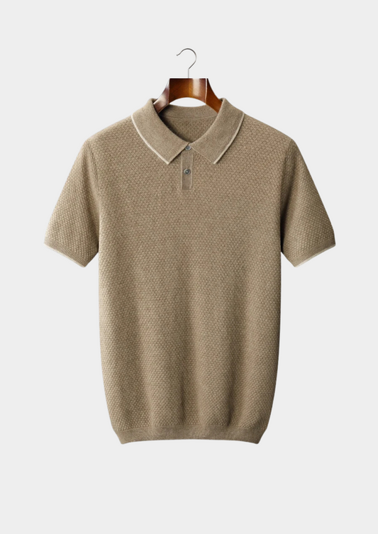 Premium Cashmere Beige Two-Tone Polo | Castielli