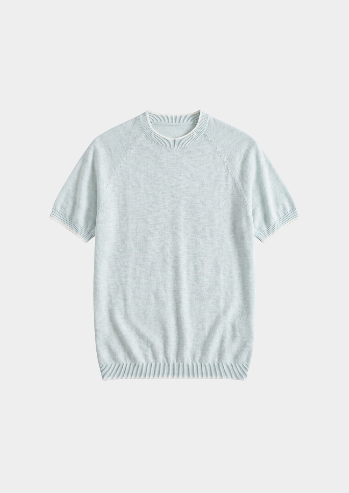 Capri Ice Blue Linen Contrast T-Shirt | Castielli