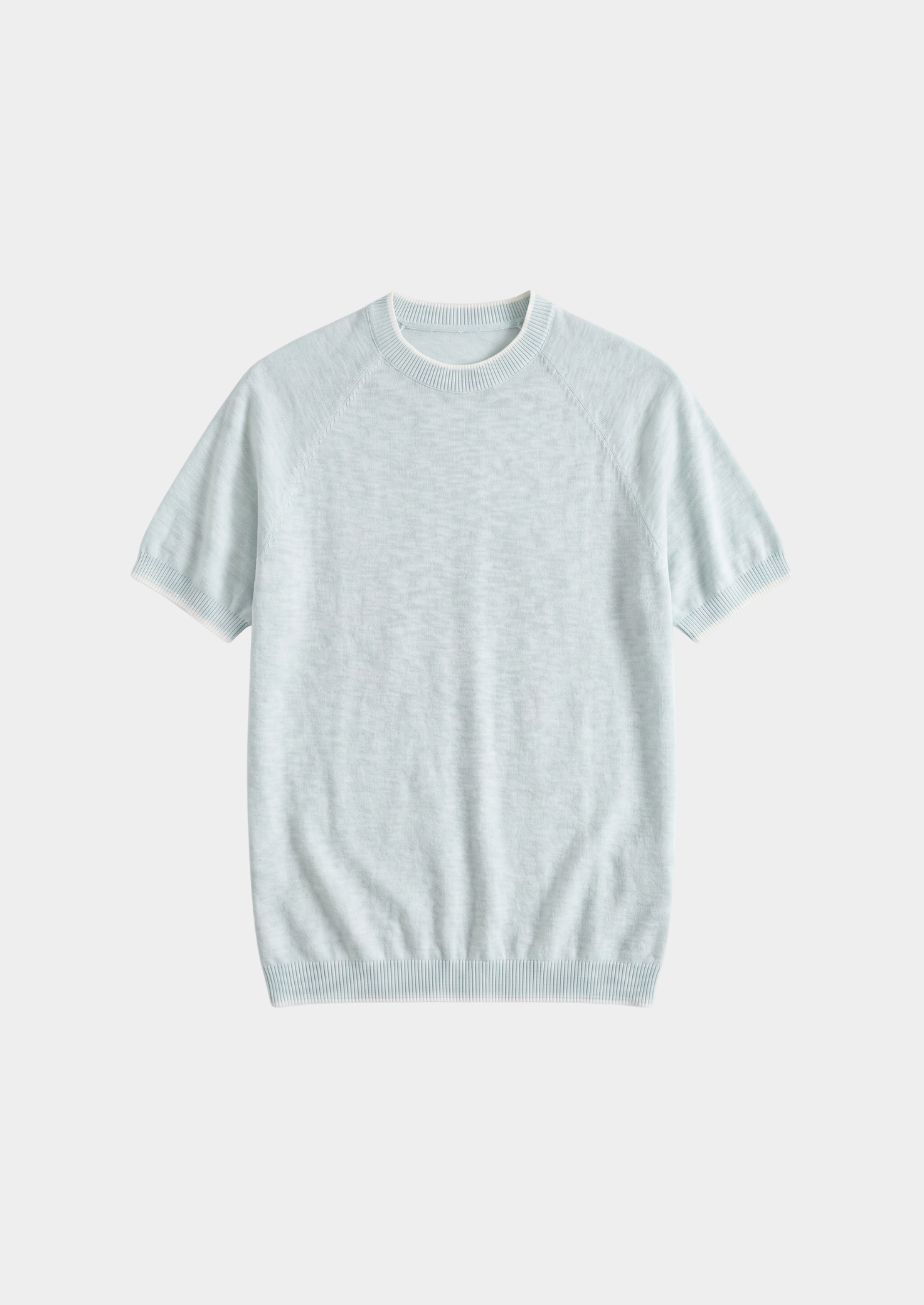 Capri Ice Blue Linen Contrast T-Shirt | Castielli
