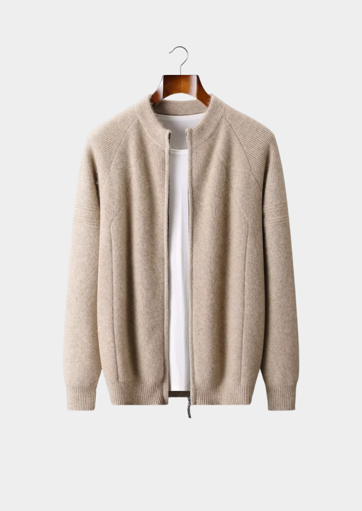 Pure Extra-Fine Merino Wool Ribbed Zip Cardigan | Castielli