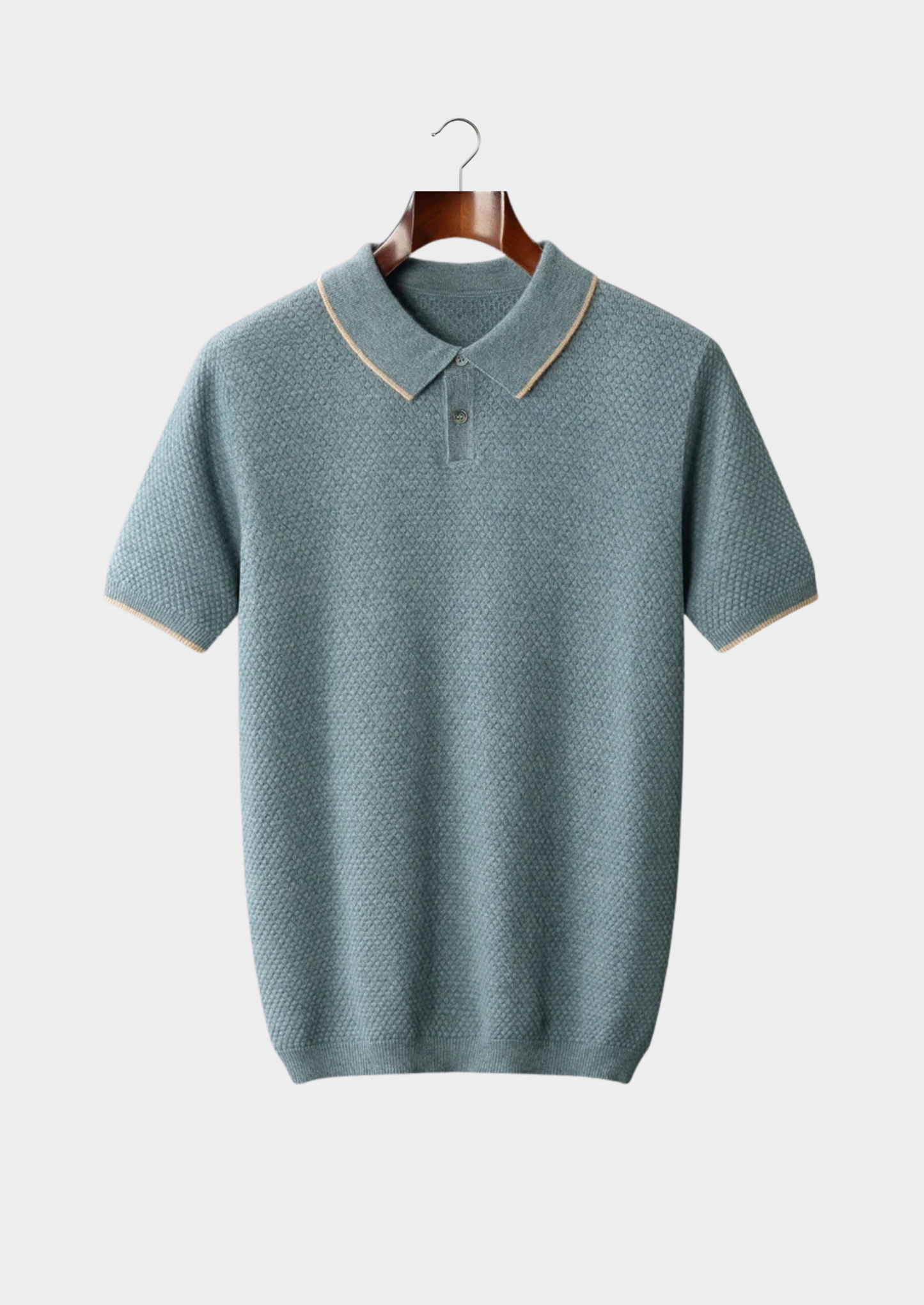 Premium Cashmere Sea Blue Two-Tone Polo | Castielli