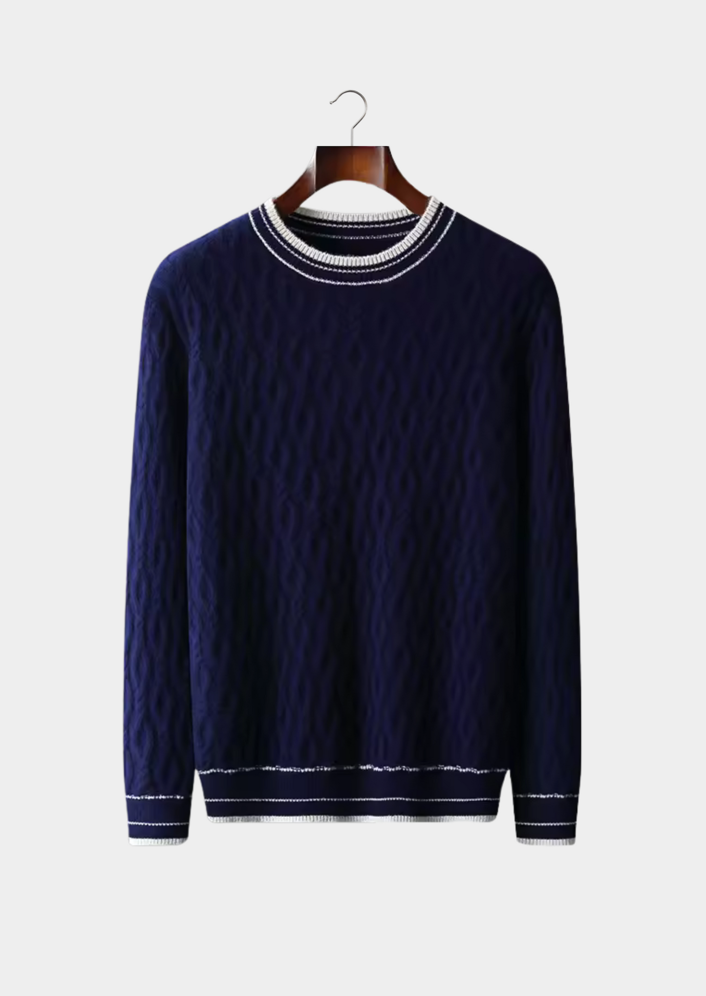 Pure Extra-Fine Merino Wool Jacquard Crewneck | Castielli