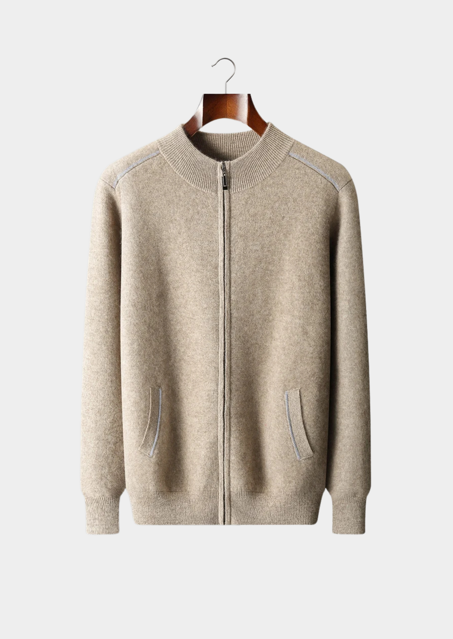 Premium Cashmere Two Tone Zip Cardigan | Castielli
