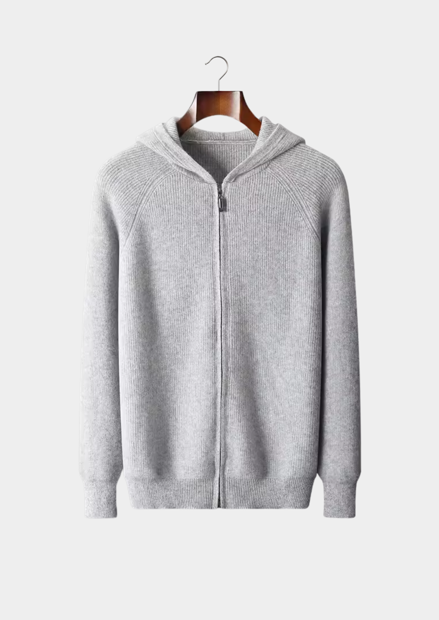 Pure Extra-Fine Merino Wool Ribbed Zip Hoodie | Castielli