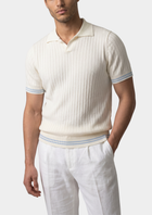 Pierre Ivory Ribbed Buttonless Polo