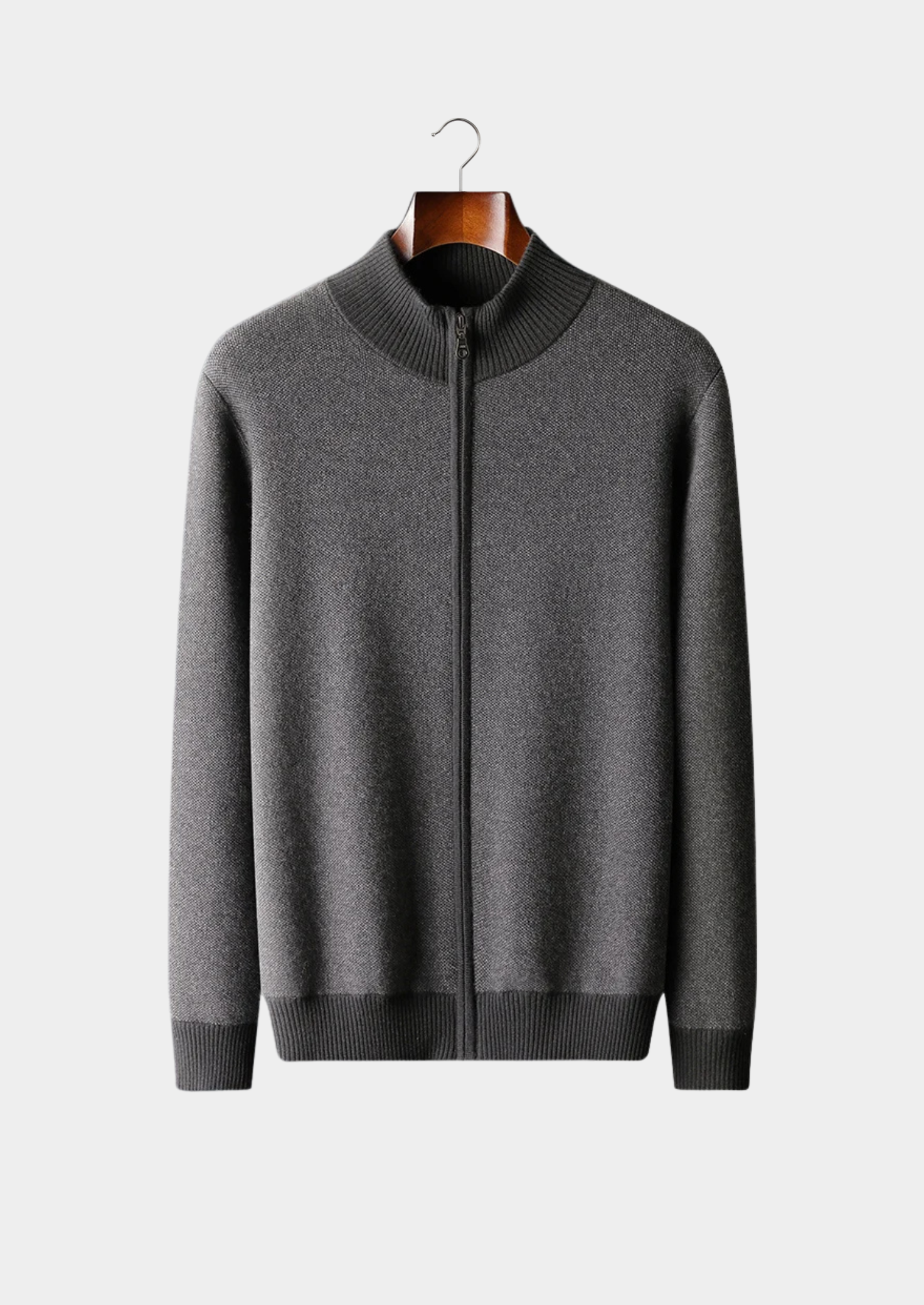 Premium Cashmere Jacquard Zip Cardigan | Castielli