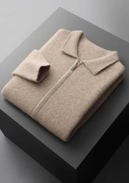 Premium Cashmere Zipper Cardigan | Castielli