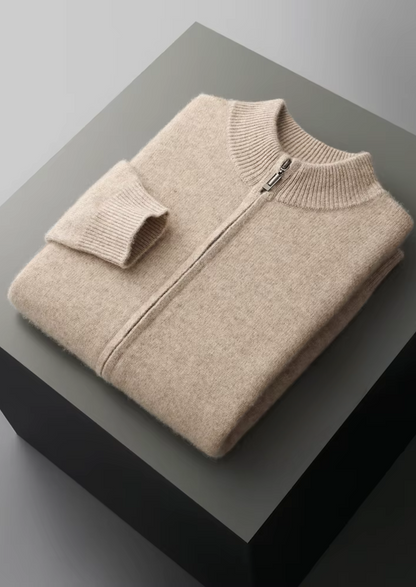 Pure Extra-Fine Merino Wool Zipper Cardigan | Castielli