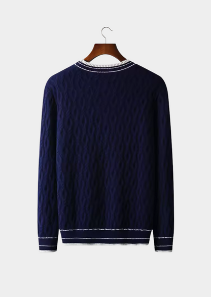 Pure Extra-Fine Merino Wool Jacquard Crewneck | Castielli