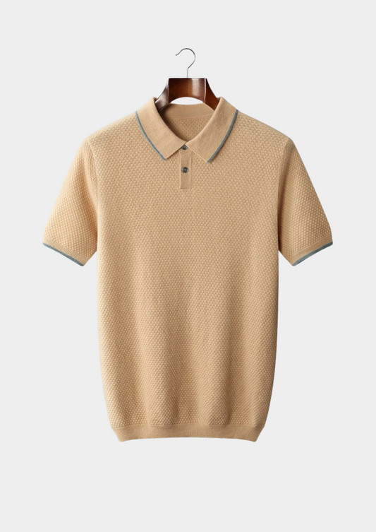 Premium Cashmere Mustard Two-Tone Polo | Castielli