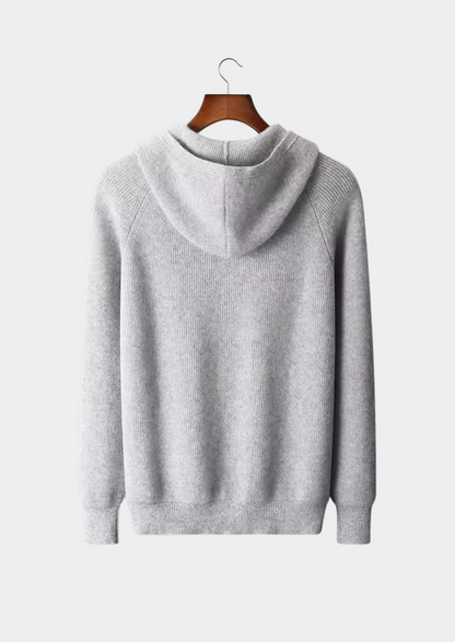 Pure Extra-Fine Merino Wool Ribbed Zip Hoodie | Castielli