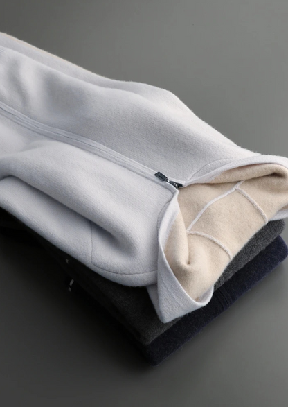 Premium Cashmere Two-Tone Zipper Hoodie | Castielli