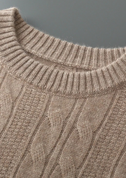 Pure Extra-Fine Merino Wool Cable Crewneck | Castielli