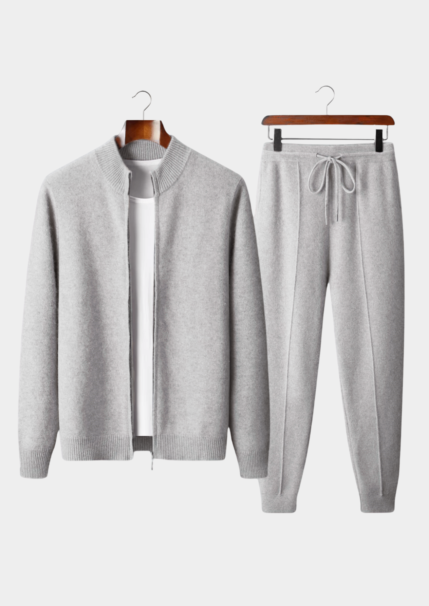 Pure Extra-Fine Merino Wool Light Gray Luzzo Set | Castielli