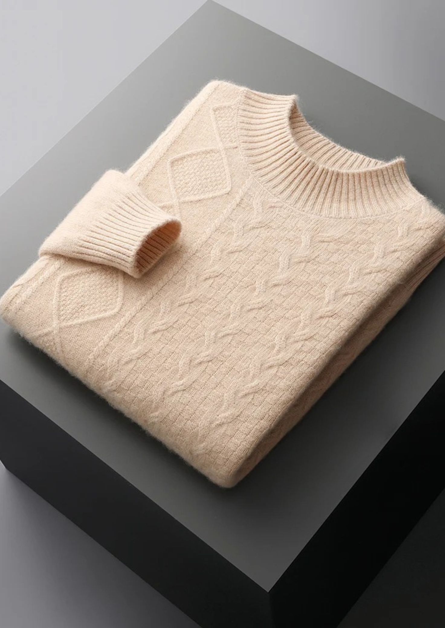 Pure Extra-Fine Merino Wool Jacquard Mockneck | Castielli