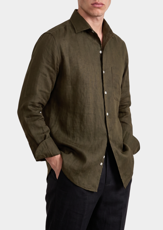 Amalfi Coastal Shirt - Olive | Castielli