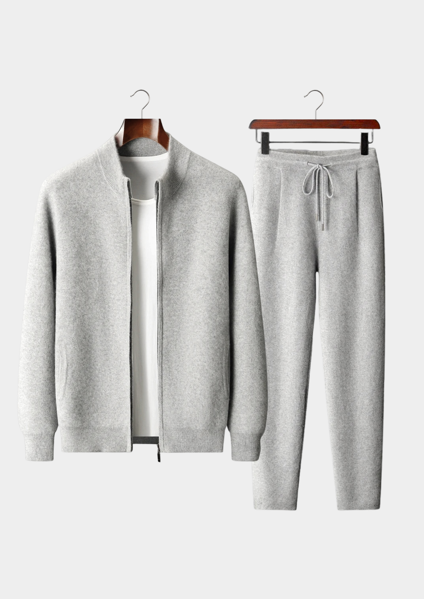 Premium Cashmere Light Gray Denis Leisure Set | Castielli