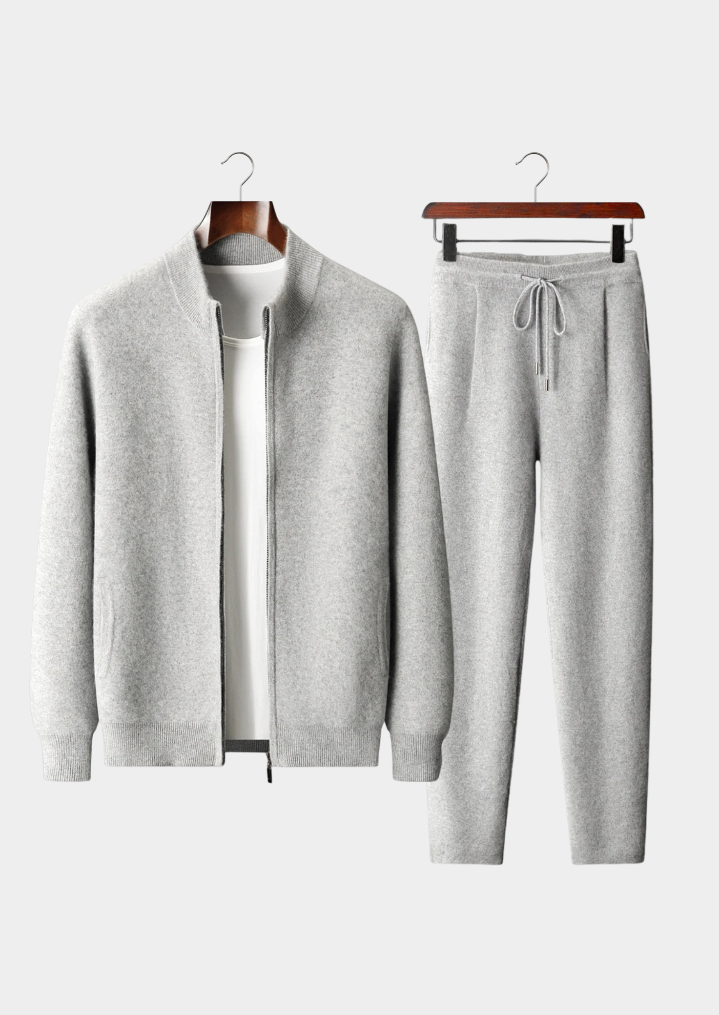 Premium Cashmere Light Gray Denis Leisure Set | Castielli