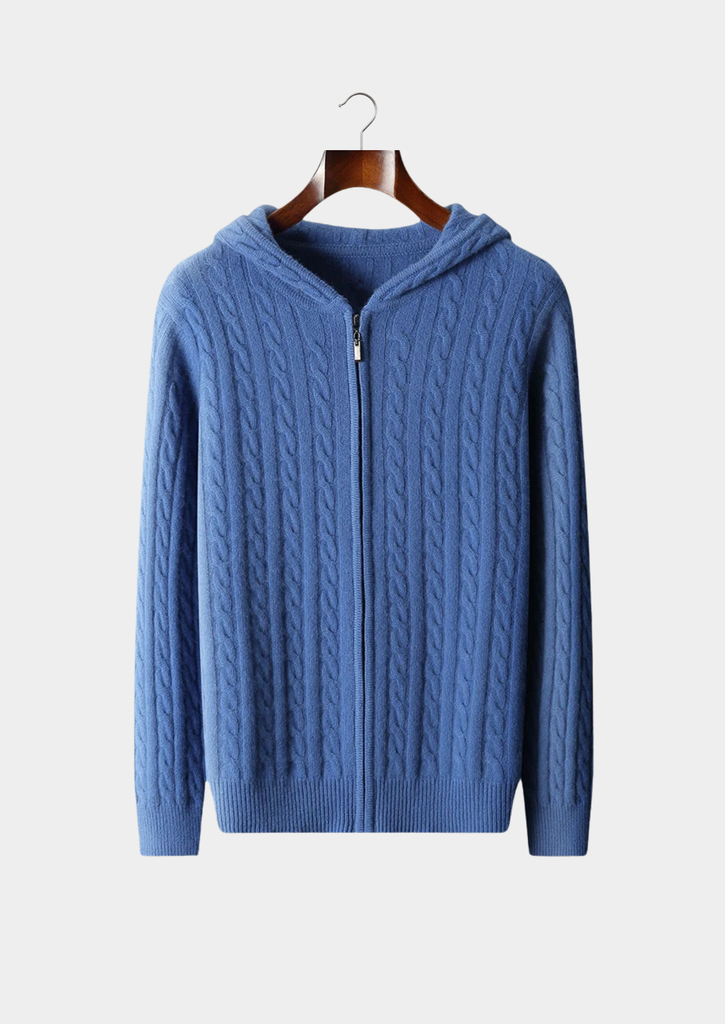 Premium Cashmere Cable Knit Zipper Hoodie | Castielli