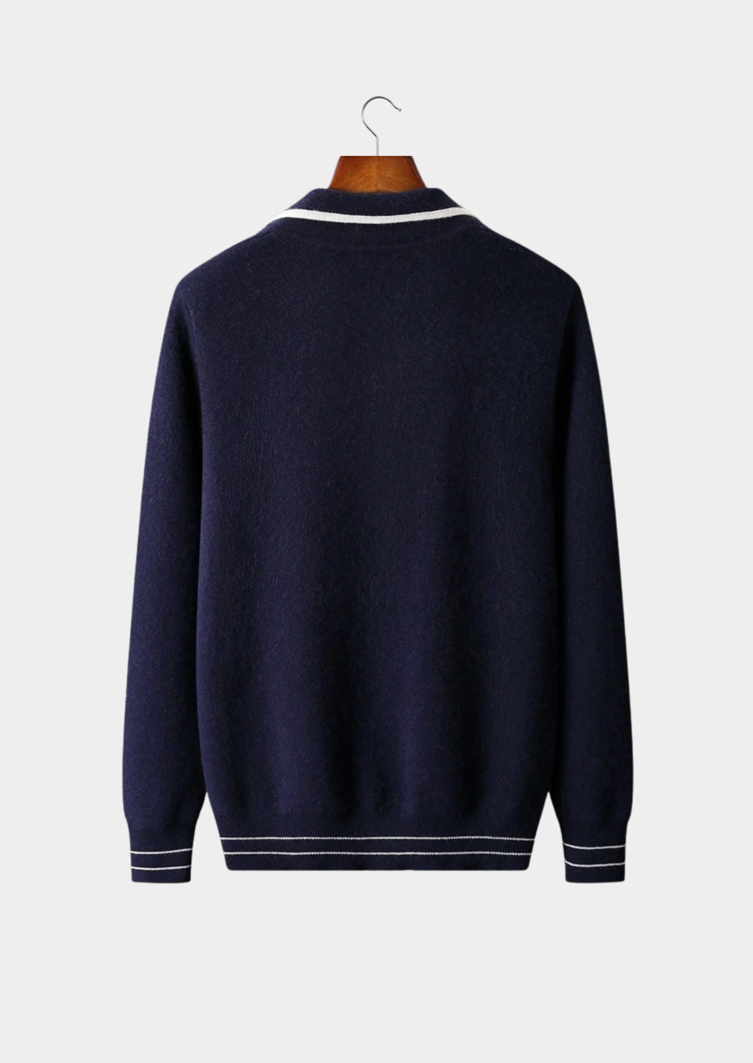 Pure Extra-Fine Merino Wool Two-Tone Polo Cardigan | Castielli