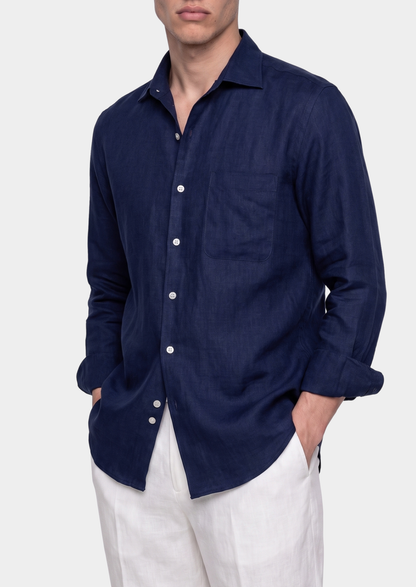Amalfi Coastal Shirt - Navy Blue | Castielli