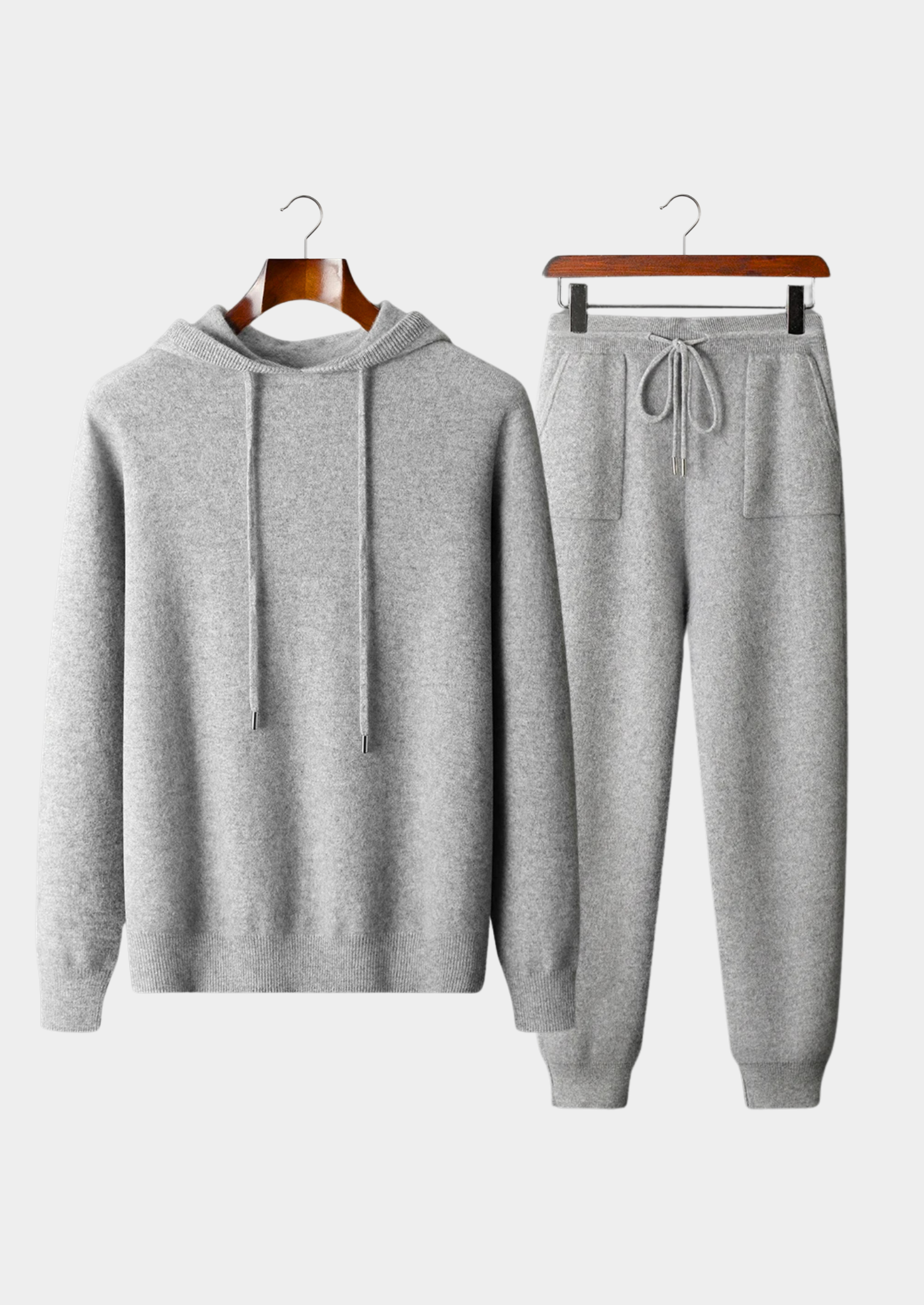 Premium Cashmere Light Gray Alain Leisure Set | Castielli
