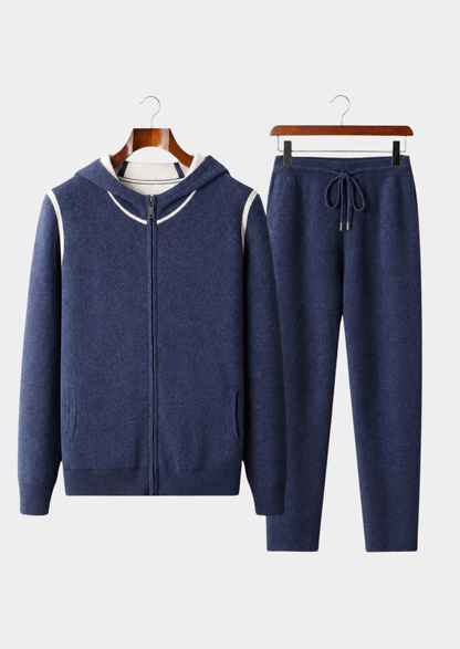 Premium Cashmere Navy Blue Milano Leisure Set | Castielli