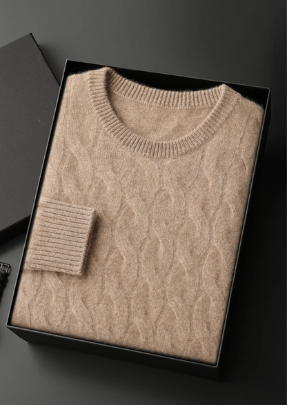 Premium Cashmere Cable Crewneck | Castielli
