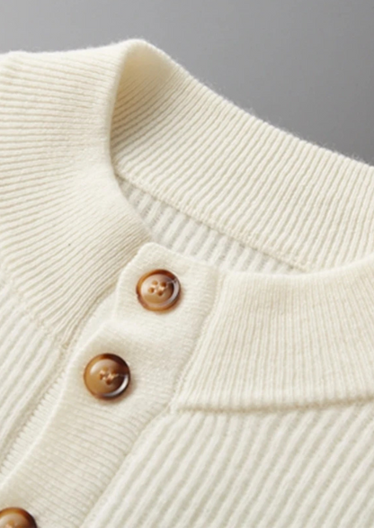 Premium Cashmere Classic Ribbed Henley Sweater | Castielli