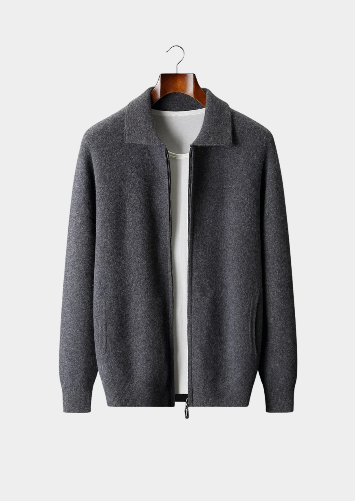 Premium Cashmere Zip Polo Cardigan | Castielli