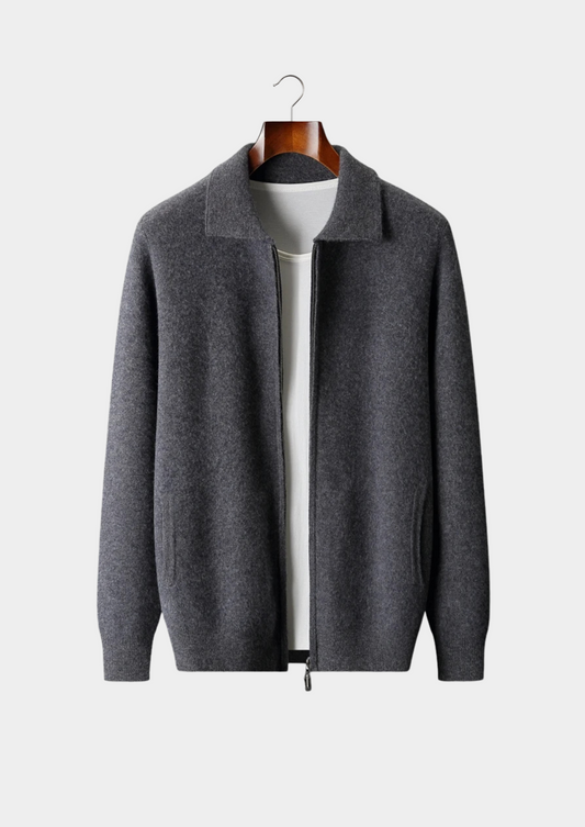 Premium Cashmere Zip Polo Cardigan | Castielli