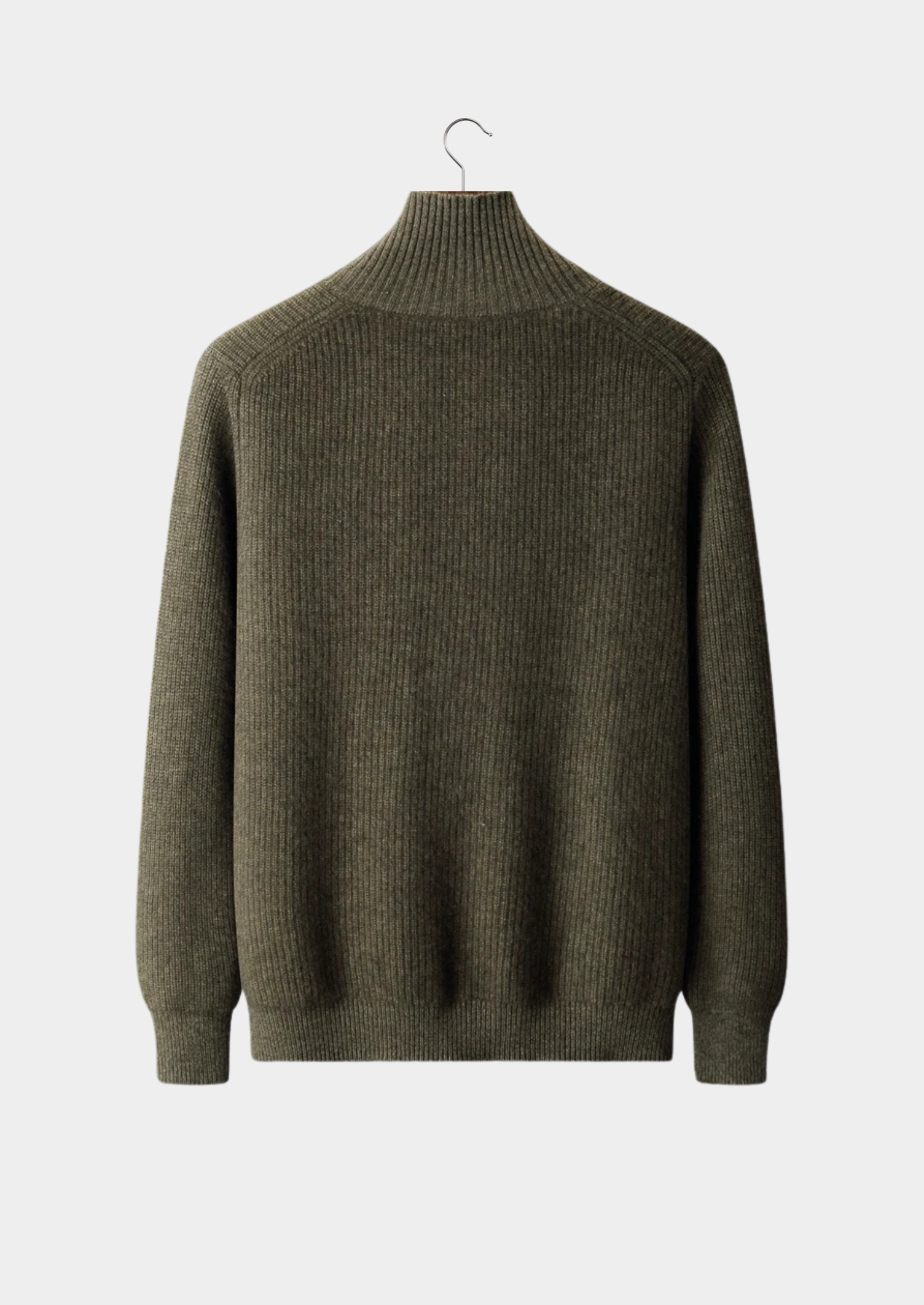 Premium Cashmere Ribbed High Collar Cardigan | Castielli