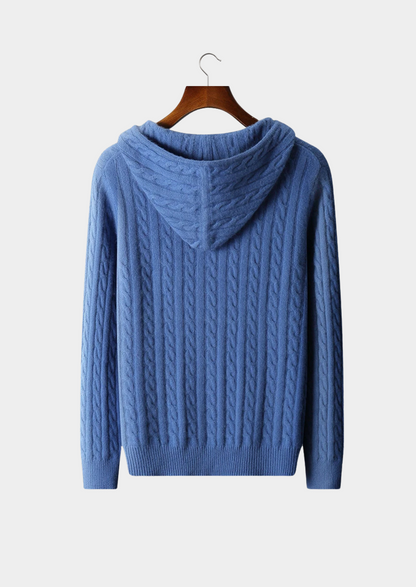Premium Cashmere Cable Knit Zipper Hoodie | Castielli