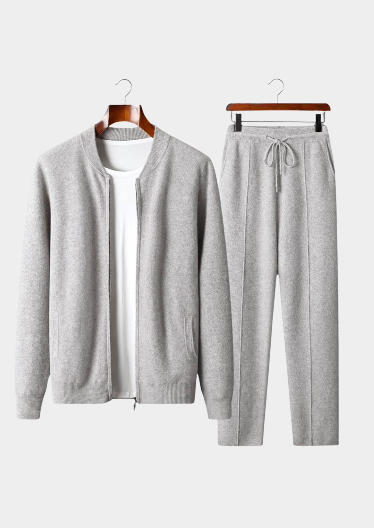 Pure Extra-Fine Merino Wool Light Gray Falconi Set | Castielli