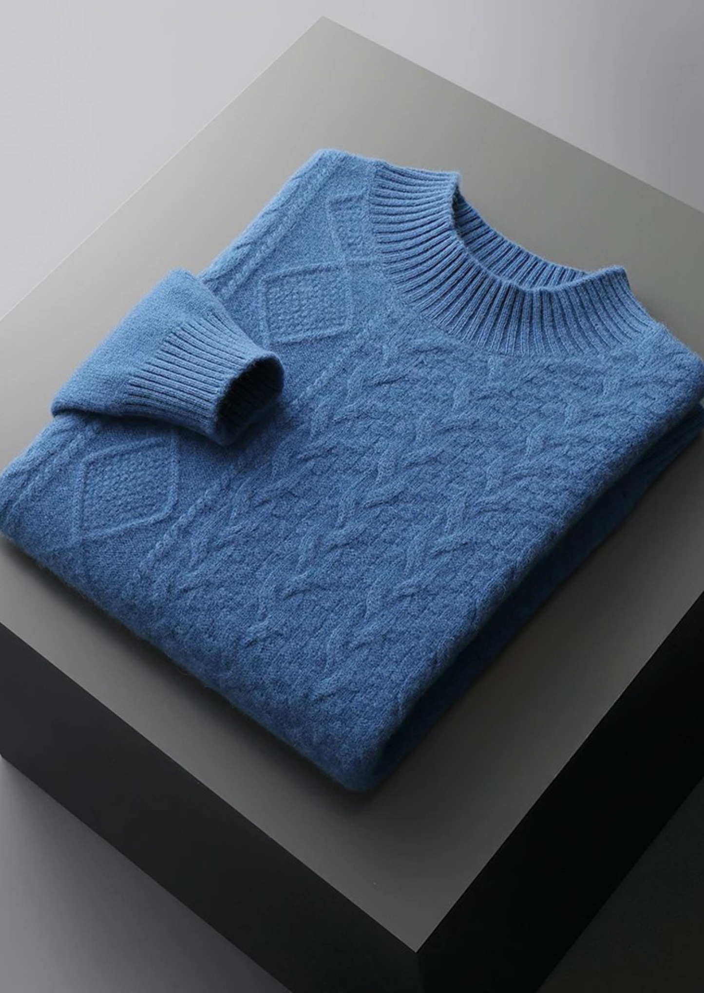 Pure Extra-Fine Merino Wool Jacquard Mockneck | Castielli