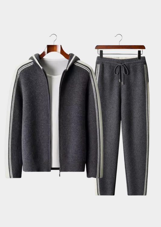 Pure Extra-Fine Merino Wool Dark Gray Damien Set | Castielli
