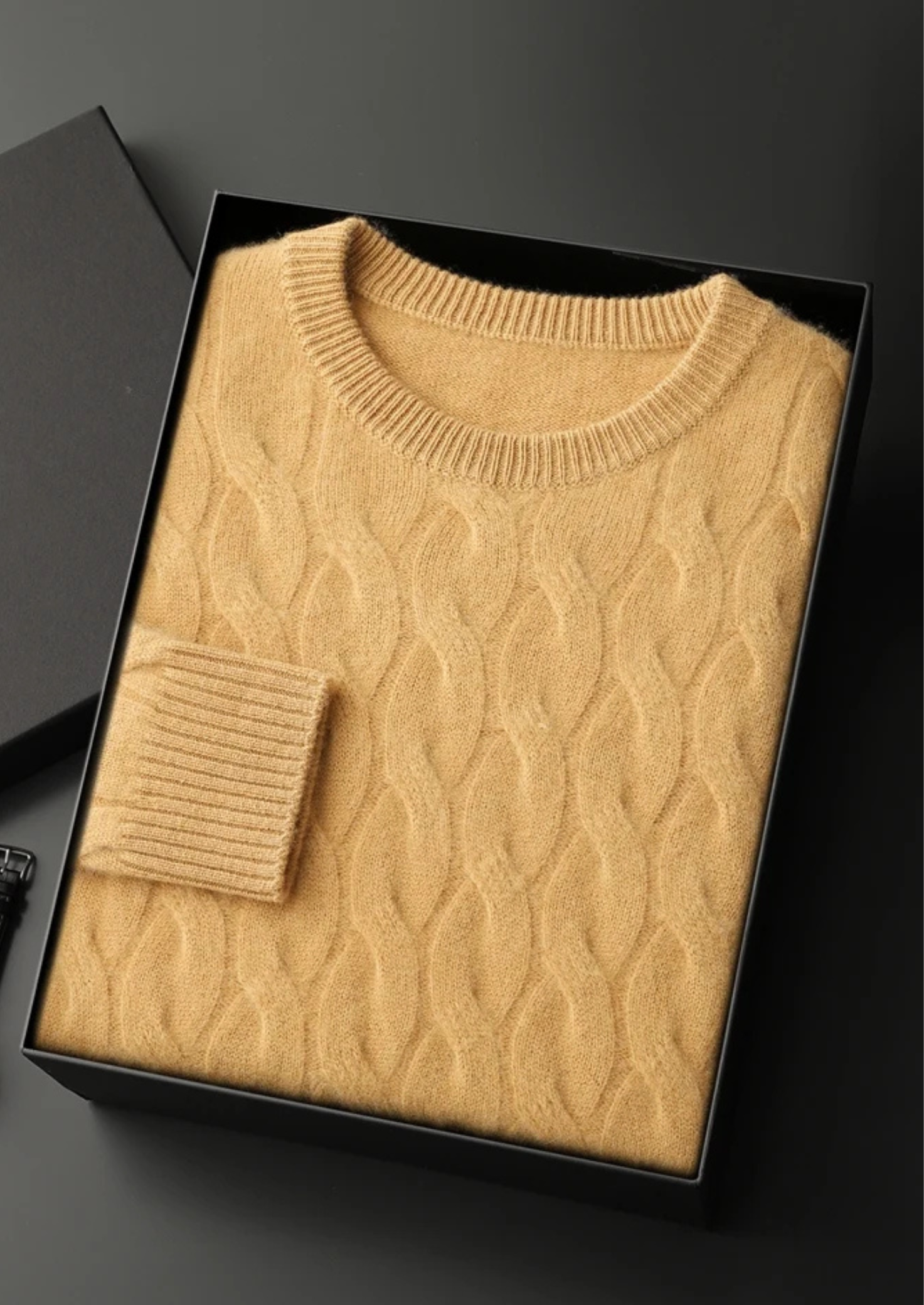 Premium Cashmere Cable Crewneck | Castielli