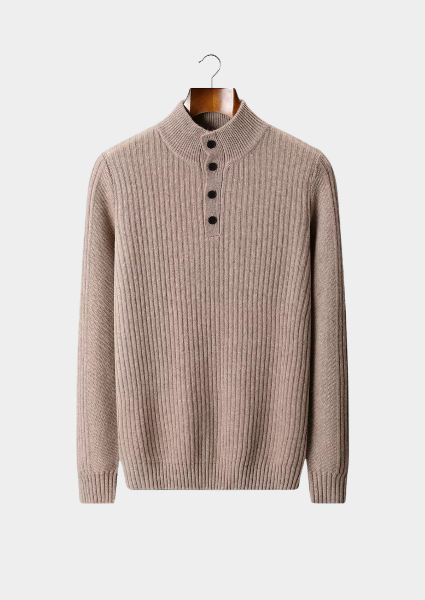Pure Extra-Fine Merino Wool Ribbed Henley Sweater | Castielli