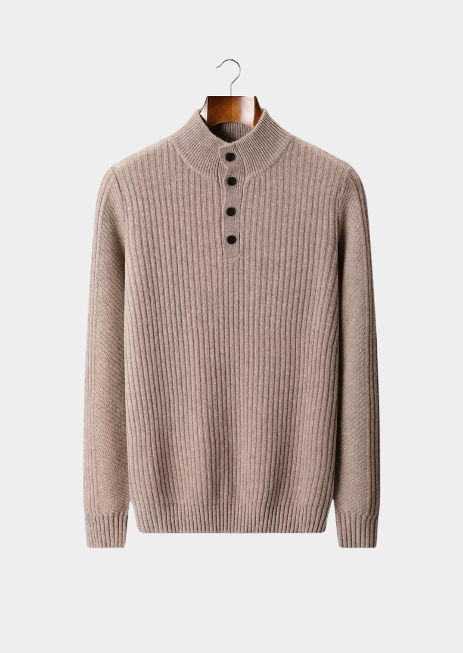Pure Extra-Fine Merino Wool Ribbed Henley Sweater | Castielli
