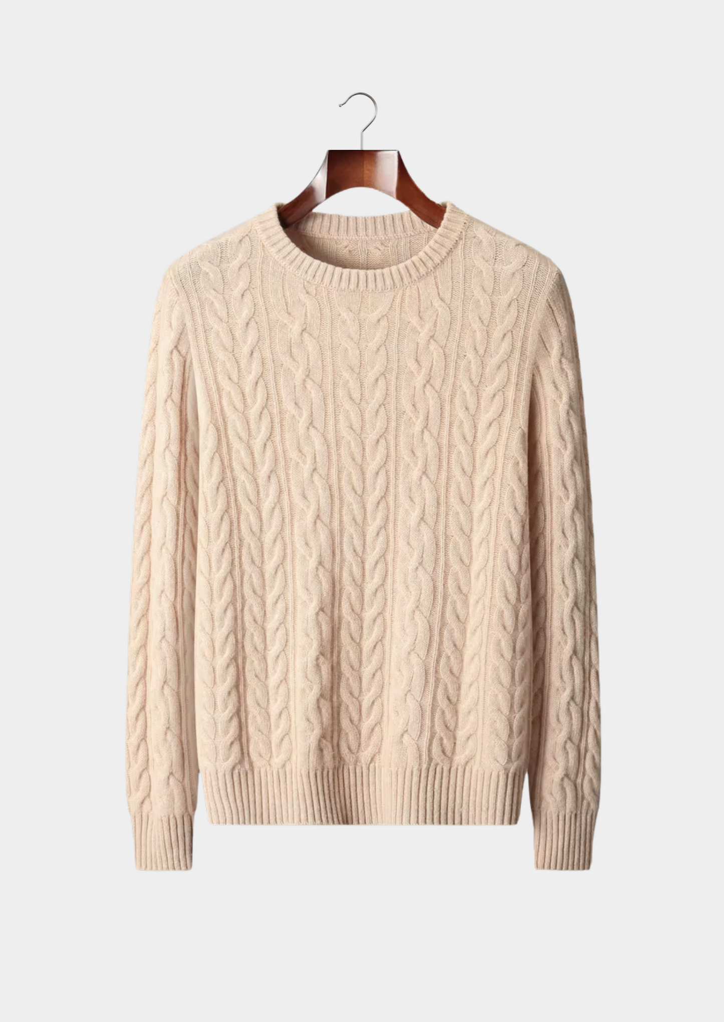 Pure Extra-Fine Merino Wool Cable Knit Crewneck | Castielli
