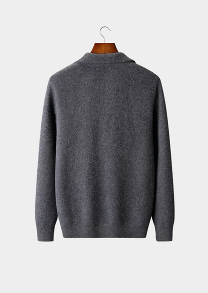 Premium Cashmere Zip Polo Cardigan | Castielli