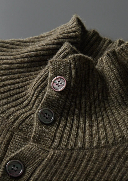 Premium Cashmere Ribbed High Collar Cardigan | Castielli