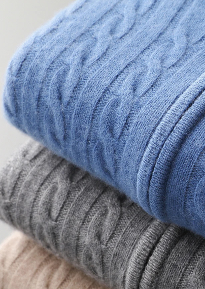 Premium Cashmere Cable Knit Zipper Hoodie | Castielli