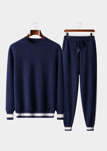 Premium Cashmere Navy Blue Vienna Leisure Set | Castielli