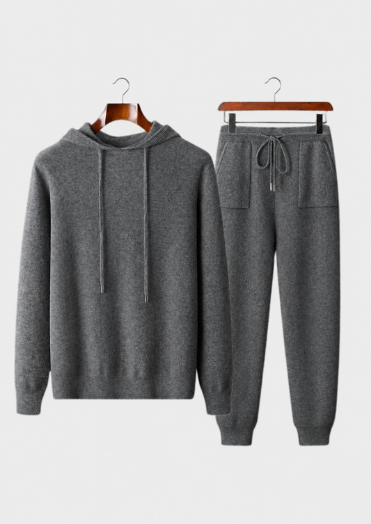 Premium Cashmere Dark Gray Alain Leisure Set | Castielli