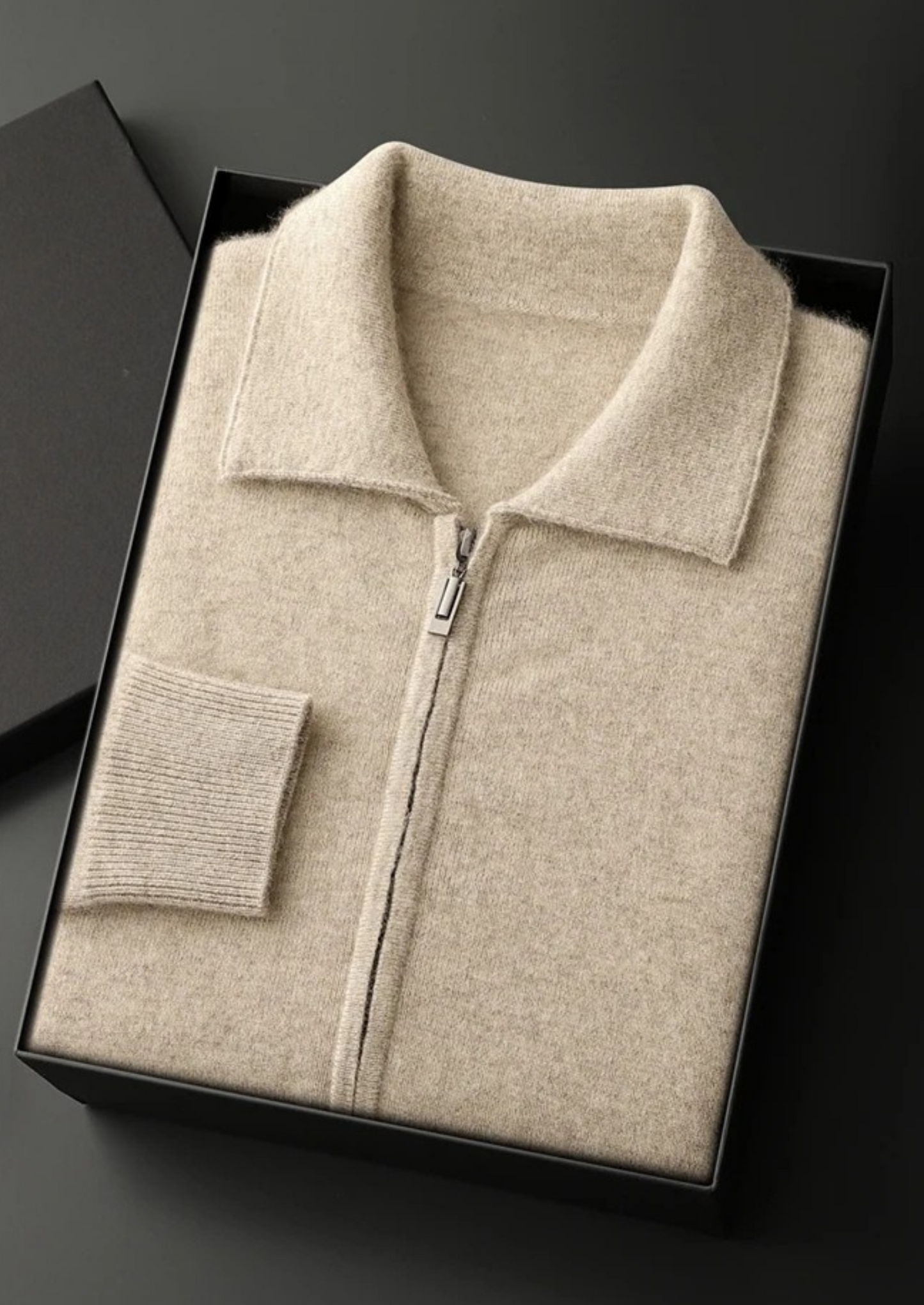 Premium Cashmere Zip Polo Cardigan | Castielli