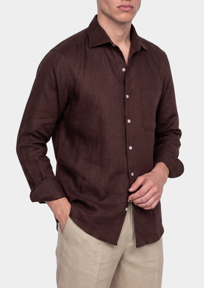 Amalfi Coastal Shirt - Dark Brown | Castielli